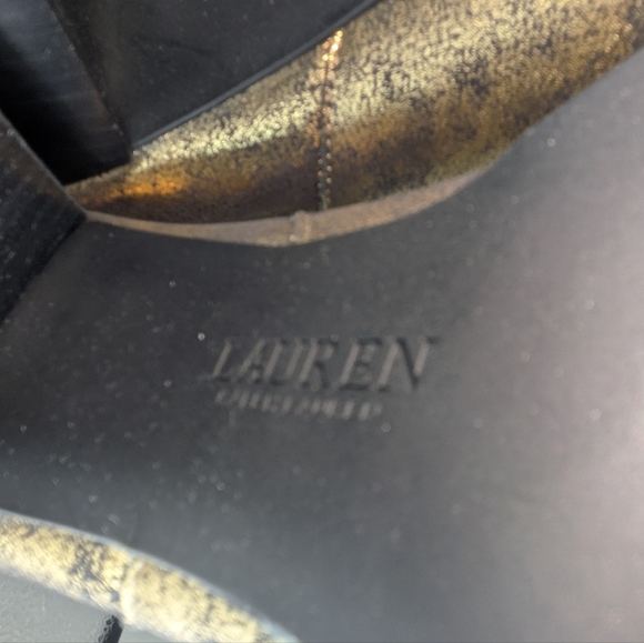 Lauren Ralph Lauren Mylah Metallic Chelsea Leather Bootie Bronze/Gold Size 9 B - Picture 8 of 11